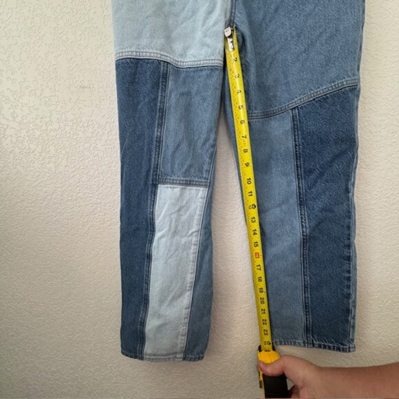 PacSun Patchwork Eco Two-Tone Colorblock High‎ Rise Straight Leg Jeans Size 28 - Picture 5 of 9